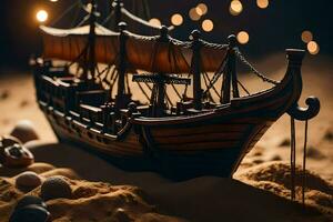 Foto Hintergrund Meer, das Sand, Schiff, das Boot, das Schiff, das Boot, Die. KI-generiert