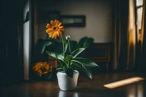 Orange Blume im ein Vase. KI-generiert foto