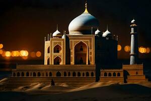 das taj Mahal, Indien, Nacht, Nacht Himmel, Nacht Himmel, das t. KI-generiert foto