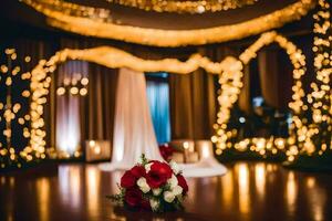 Hochzeit Zeremonie beim das großartig Ballsaal. KI-generiert foto