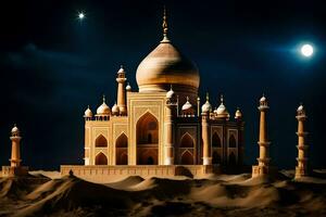 das taj Mahal ist ein schön Gebäude im das Wüste. KI-generiert foto