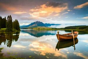 das Boot auf das See. KI-generiert foto