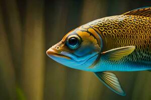 ein Fisch mit ein groß Kopf und ein klein Körper. KI-generiert foto