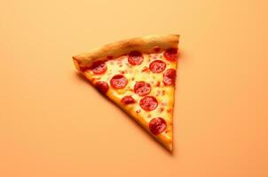 minimalistisch Pizza Scheibe. Peperoni. Italienisch schnell Lebensmittel. generativ ai foto