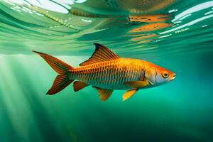 ein Fisch Schwimmen im das Wasser. KI-generiert foto