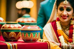 indisch Hochzeit Fotografie im Delhi. KI-generiert foto