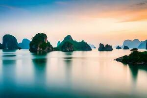 Halong Bucht, Vietnam, Vietnam, Vietnam, Vietnam. KI-generiert foto