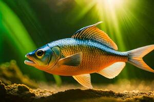 ein Fisch ist Schwimmen im das Wasser. KI-generiert foto