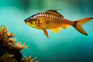 ein Fisch Schwimmen im das Ozean. KI-generiert foto