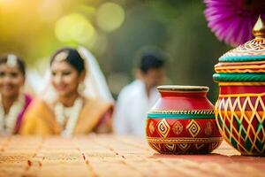 indisch Hochzeit Dekoration Ideen. KI-generiert foto