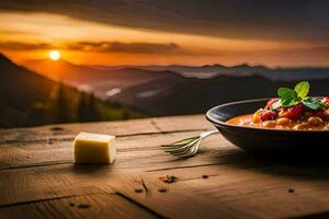 das Essen von das Berge. KI-generiert foto