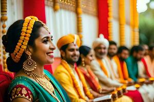 indisch Hochzeit Zeremonie beim das großartig Oase Erholungsort. KI-generiert foto