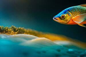 ein bunt Fisch Schwimmen im das Ozean. KI-generiert foto