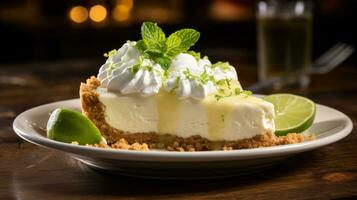 Schlüssel Limette Kuchen mit Graham Cracker Kruste, ein scharf und erfrischend Dessert foto