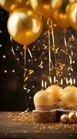 Geburtstag Feier mit Gold Luftballons und funkeln foto