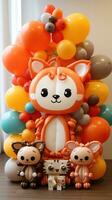 süß Karikatur Tier Ballon Rahmen zum Kinder Geburtstage foto