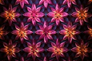 geometrisch Blumen erstellen ein faszinierend Muster auf ein Linie Kunst Hintergrund ai generiert foto