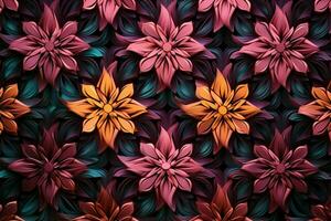 geometrisch Blume Formen im ein kompliziert Linie Kunst Muster Hintergrund ai generiert foto