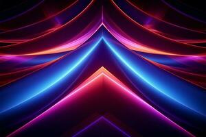 glühend Neon- Linien im 3d dynamisch Geschwindigkeit Beleuchtung auf ein dunkel Segeltuch ai generiert foto