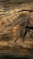 rustikal Rinde Holz Textur, Ideal zum organisch Hintergrund Designs Vertikale Handy, Mobiltelefon Hintergrund ai generiert foto