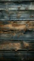 verlassen Holz Oberfläche, nebeneinander mit grobkörnig Beton Mauer Textur im künstlerisch Harmonie Vertikale Handy, Mobiltelefon Hintergrund ai generiert foto