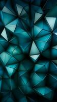 Dreieck abstrakt Muster tief Blau, Grün, Weiss, und erfrischend cyan Vertikale Handy, Mobiltelefon Hintergrund ai generiert foto