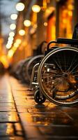 Behinderung Ermächtigung Hände auf Rollstühle Räder, illustrieren Entschlossenheit und Fähigkeit Vertikale Handy, Mobiltelefon Hintergrund ai generiert foto