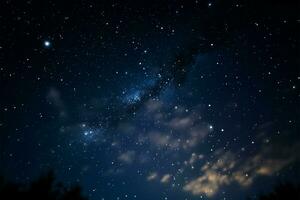 faszinierend Nacht Himmel ein niedrig Winkel Aussicht von das sternenklar Himmel ai generiert foto
