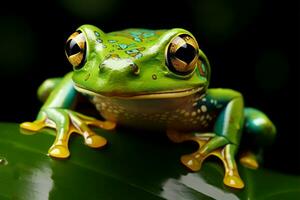 metamorph verraten Frosch spähen aus im ein bemerkenswert Transformation ai generiert foto