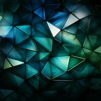 reich farbig Dreiecke konvergieren tief Blau, Grün, Weiss, und beschwingt cyan zum Sozial Medien Post Größe ai generiert foto