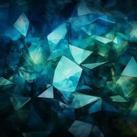 abstrakt Dreiecke harmonisieren Blau, Grün, Weiss, und lebhaft cyan, ein visuell Schauspiel zum Sozial Medien Post Größe ai generiert foto
