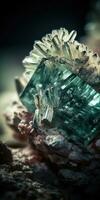 Nahansicht Foto von Beryll Mineral Stein, Makro. generativ ai