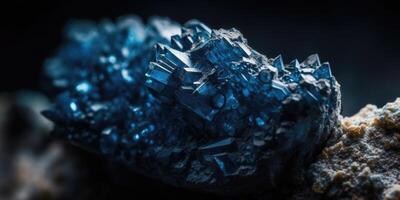 Mineral Stein Korund Blau Nahansicht. generativ ai foto