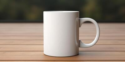 Tasse Attrappe, Lehrmodell, Simulation. Platz zum Text oder Logo. generativ ai foto