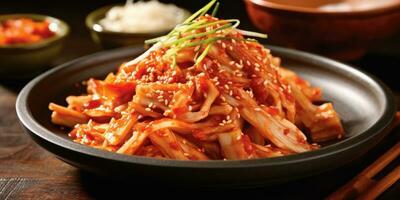 köstlich Kimchi Gericht im Koreanisch Restaurant. generativ ai foto