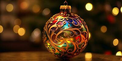 Herrlich Weihnachten Dekorationen auf das Weihnachten Baum. Weihnachten Thema. generativ ai foto