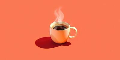 Illustration Tasse von duftend Cappuccino auf das Tabelle Nahansicht. Pastell- Hintergrund. generativ ai foto