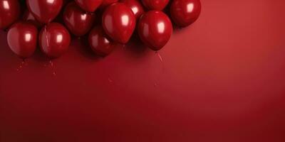 rot Luftballons auf ein rot Hintergrund, mit Raum zum Text. das Banner ist Rot. generativ ai foto