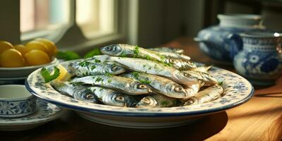 National Gericht von das Niederlande, Hering. Gericht Nahansicht. Fisch. generativ ai foto