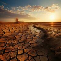 Trockenheit, Wasser und Ökologie Problem. Wasser Knappheit. generativ ai foto