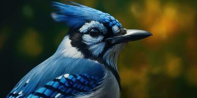 Blau Jay auf ein Ast. Vogel im das Wald. Vogelkunde. generativ ai foto