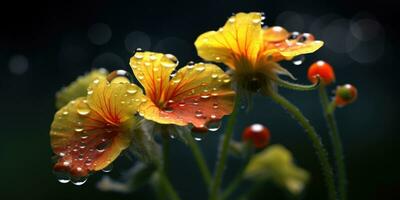 Kapuzinerkresse Blume schließen hoch. das Thema von Blumenzucht. generativ ai foto