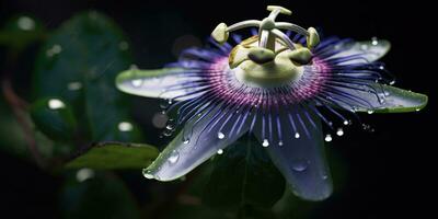 Passiflora Anlage, exotisch Blume Nahansicht. generativ ai foto