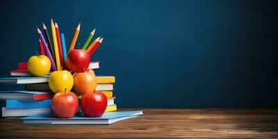 zurück zu Schule, Feier von das Neu Schule Jahr. Tafel. generativ ai foto