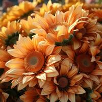 hell Bild von Blühen Sonnenblumen Nahansicht. generativ ai foto