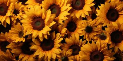 Sonnenblumen auf ein dunkel Hintergrund. Panel von Blumen. generativ ai foto