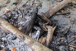 Nahaufnahme von Lagerfeuer Holzkohle foto