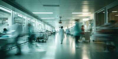 Silhouetten von Menschen im das Krankenhaus. Platz zum Text. generativ ai foto