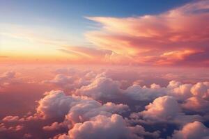 das atemberaubend Aussicht von Wolken von ein Flugzeug Fenster foto