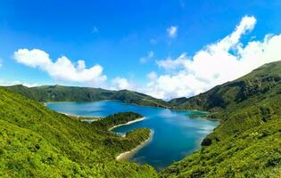 Nebel Lagune auf sao Miguel Insel im das Azoren foto